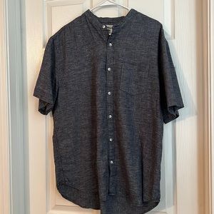 Mens navy button down no collar